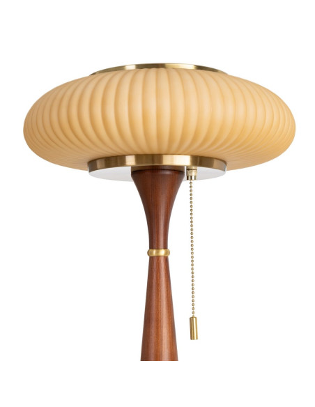 Lampe à poser marron et dorée en bois de frêne, métal et verre 30 x 30 x 40 cm Alquézar