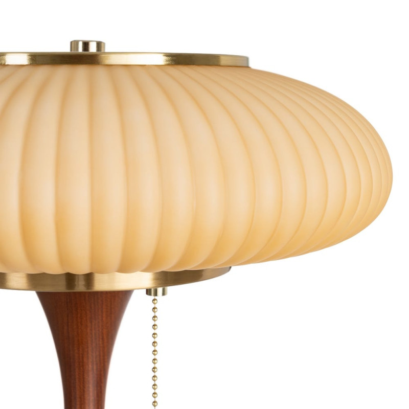 Lampe à poser marron et dorée en bois...