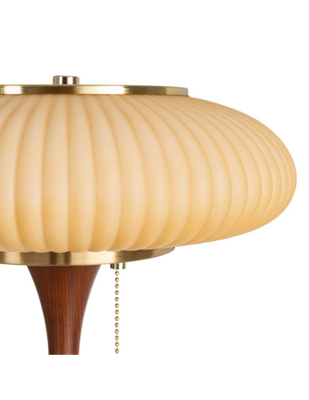 Lampe à poser marron et dorée en bois de frêne, métal et verre 30 x 30 x 40 cm Alquézar