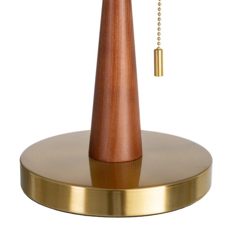 Lampe à poser marron et dorée en bois...