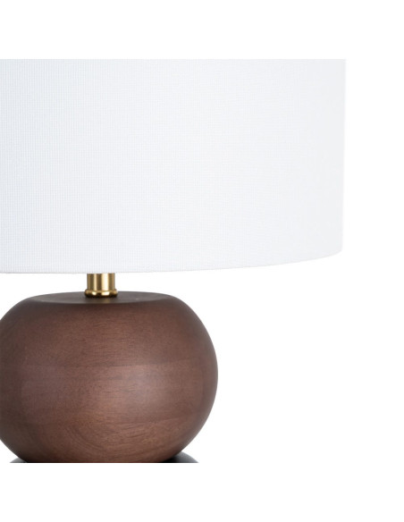 Lampe à poser marron et blanche en bois de chêne et tissu 27 x 27 x 50 cm Mavero
