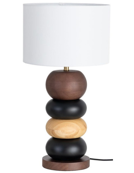 Lampe à poser marron et blanche en bois de chêne et tissu 27 x 27 x 50 cm Mavero