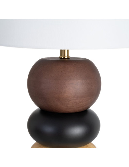 Lampe à poser marron et blanche en bois de chêne et tissu 27 x 27 x 50 cm Mavero