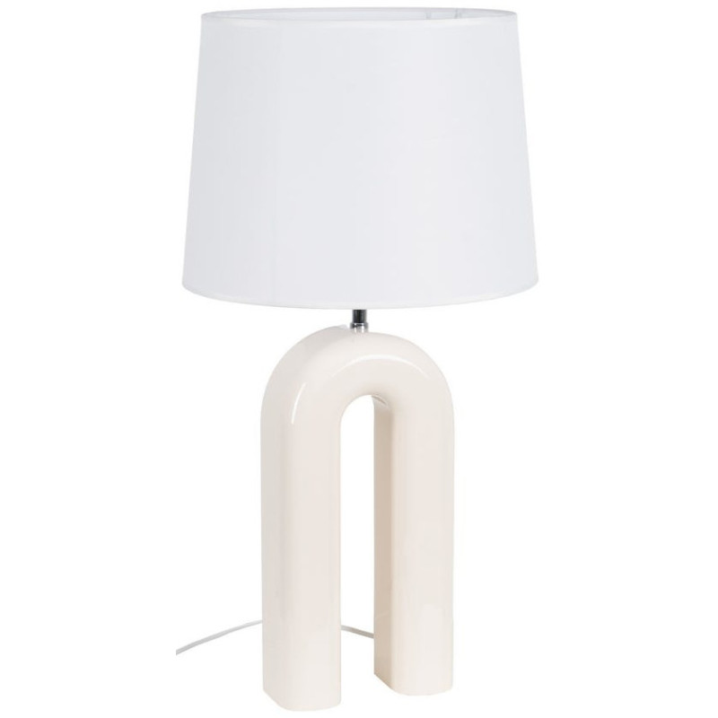 Lampe à poser crème et blanche en MDF...
