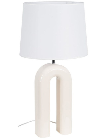 Lampe à poser crème et blanche en MDF laqué et tissu 37,5 x 37,5 x 70 cm Cardona