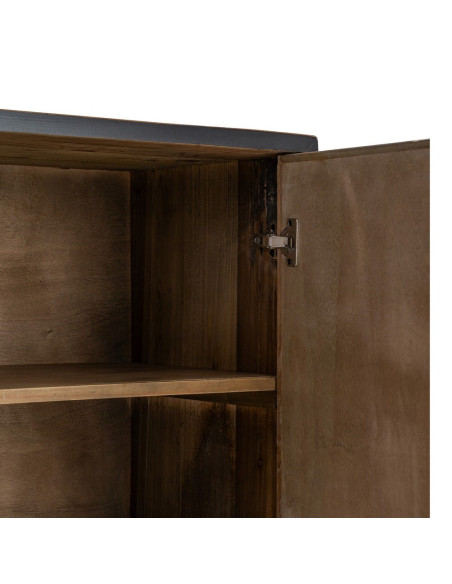 Buffet bas 4 portes en bois de pin recyclé naturel et noir 160 x 45 x 80 cm Ornelyana