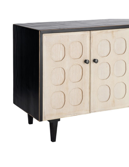 Buffet bas 4 portes en bois de pin recyclé naturel et noir 160 x 45 x 80 cm Ornelyana