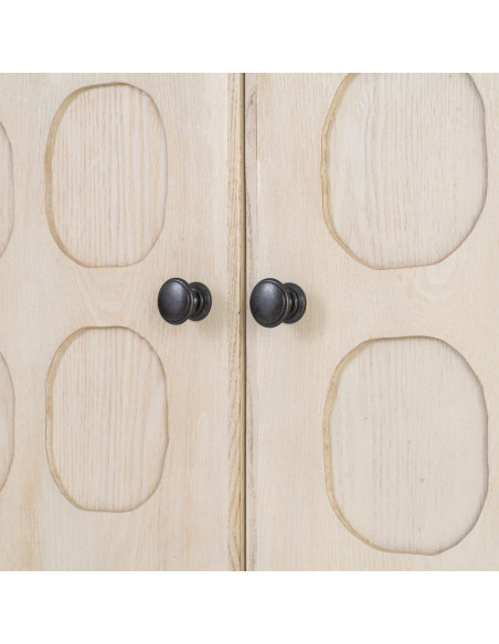 Buffet bas 4 portes en bois de pin recyclé naturel et noir 160 x 45 x 80 cm Ornelyana