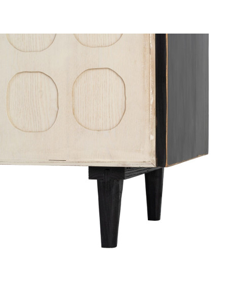 Buffet bas 4 portes en bois de pin recyclé naturel et noir 160 x 45 x 80 cm Ornelyana