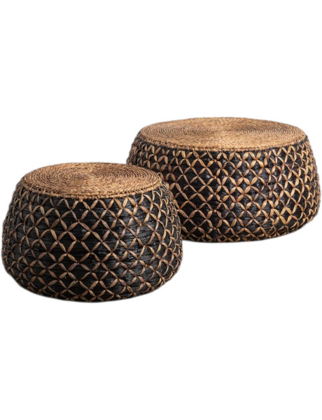 Lot de 2 tables basses rondes en fibres naturelles...
