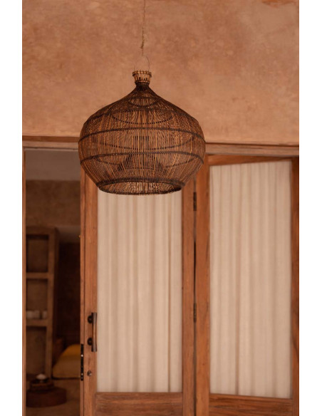 Abat-jour suspension en rotin brun noyer foncé 48 x 48 x 45 cm The Desert Gourd