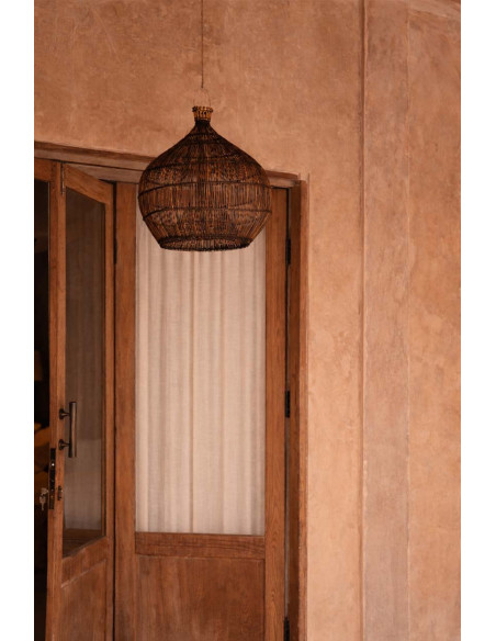 Abat-jour suspension en rotin brun noyer foncé 48 x 48 x 45 cm The Desert Gourd