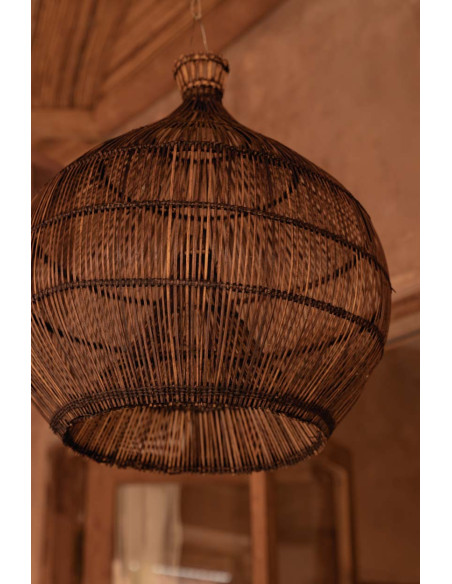 Abat-jour suspension en rotin brun noyer foncé 48 x 48 x 45 cm The Desert Gourd