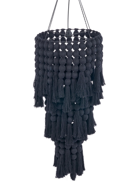 Lustre suspension noir en coton et fer 45 x 45 x 100 cm...