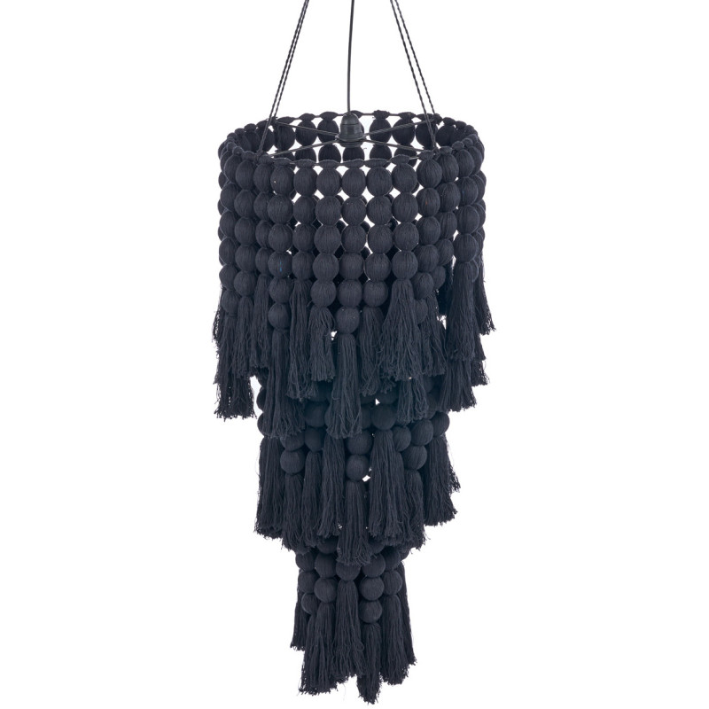 Lustre suspension noir en coton et...