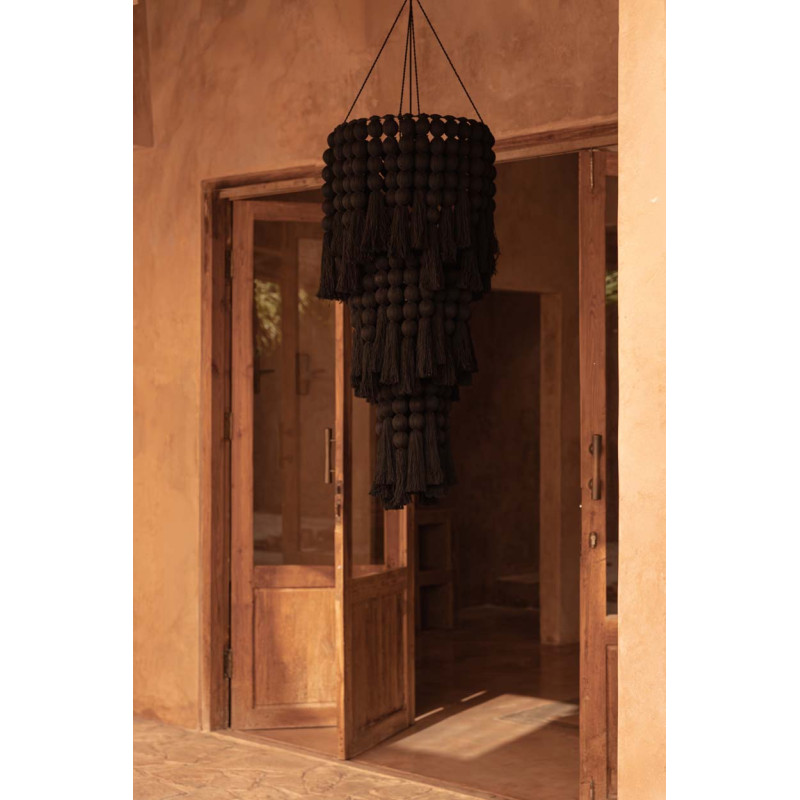 Lustre suspension noir en coton et...