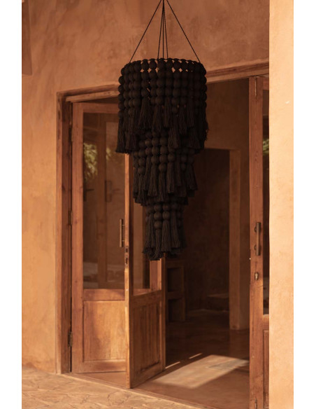 Lustre suspension noir en coton et fer 45 x 45 x 100 cm The Nomad