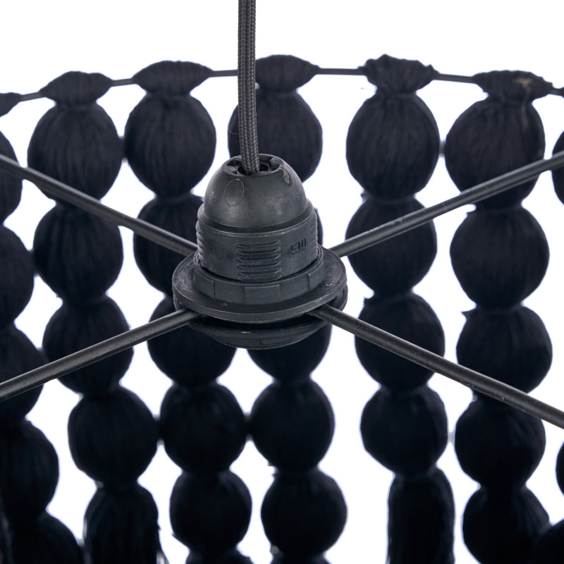 Lustre suspension noir en coton et...
