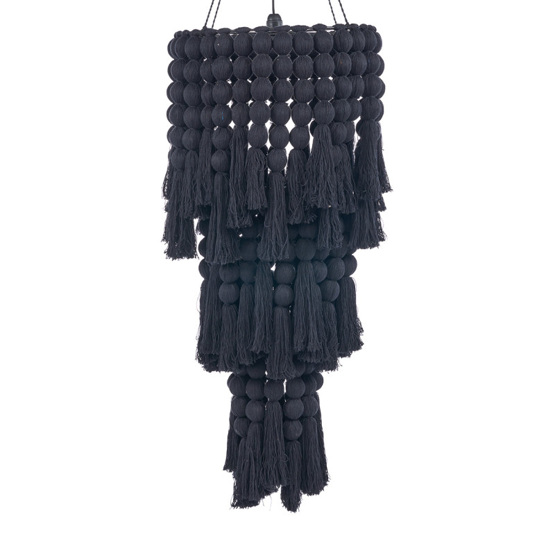 Lustre suspension noir en coton et...