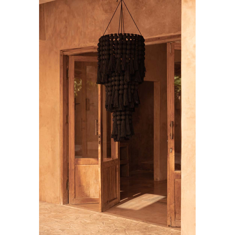Lustre suspension noir en coton et...
