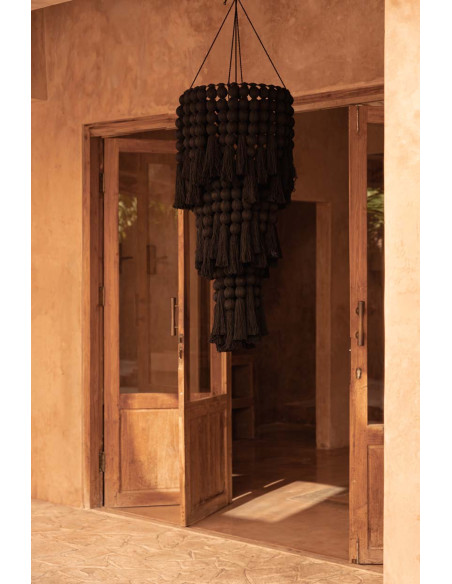 Lustre suspension noir en coton et fer 45 x 45 x 100 cm The Nomad