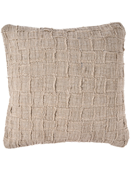 Housse de coussin en lin naturel 50 x 50 x 3 cm The Damier