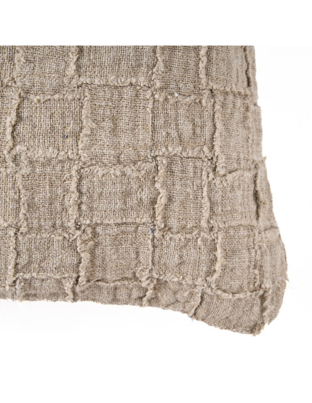 Housse de coussin en lin naturel 50 x 50 x 3 cm The Damier