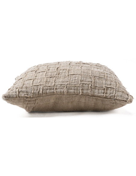 Housse de coussin en lin naturel 50 x 50 x 3 cm The Damier