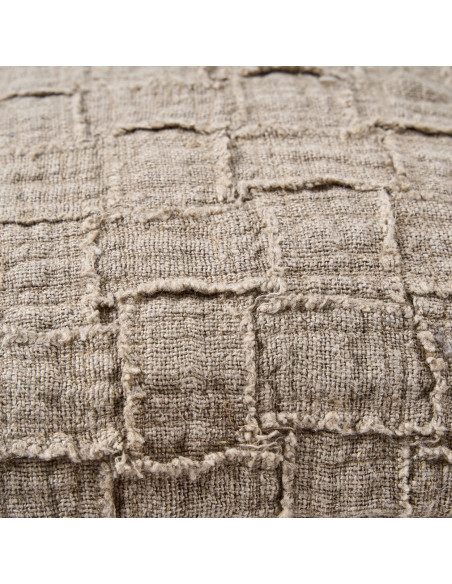 Housse de coussin en lin naturel 50 x 50 x 3 cm The Damier