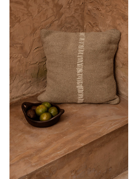 Housse de coussin en lin naturel blanc 50 x 50 x 3 cm The Stitch