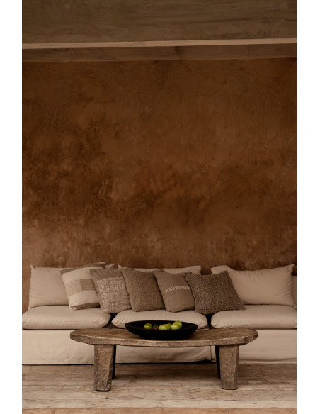 Housse de coussin en lin naturel blanc 50 x 50 x 3 cm The Stitch