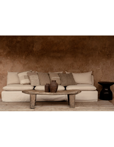 Housse de coussin en lin naturel blanc 50 x 50 x 3 cm The Stitch