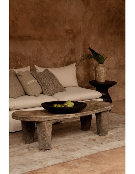 Housse de coussin en lin naturel blanc 50 x 50 x 3 cm The Stitch