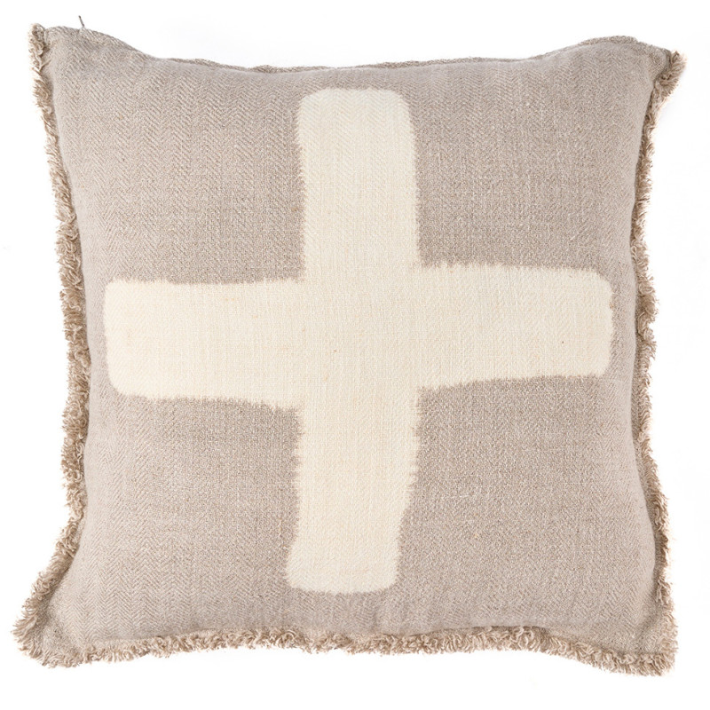 Housse de coussin en lin naturel...