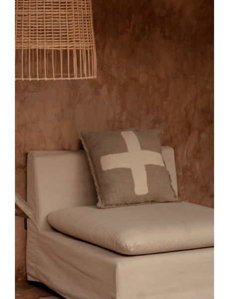 Housse de coussin en lin naturel blanc motif croix 50 x 50 x 2 cm The Ivory Cross Bazar Bizar - 2