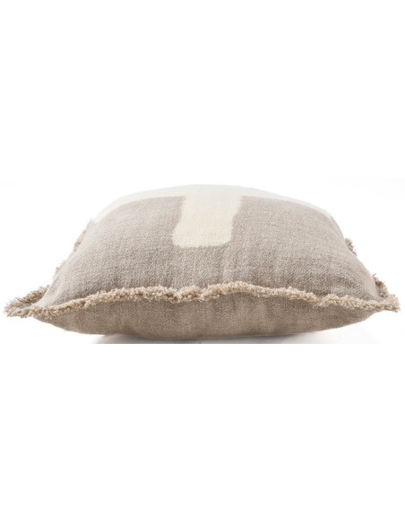 Housse de coussin en lin naturel blanc motif croix 50 x 50 x 2 cm The Ivory Cross