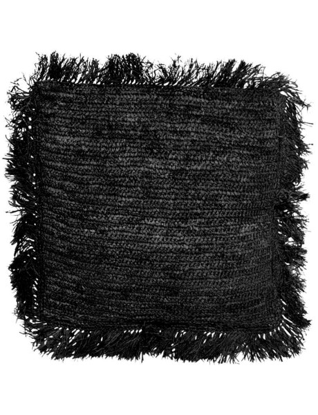 Housse de coussin carrée en raphia noir 60 x 60 x 10 cm...