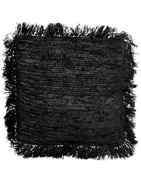 Housse de coussin carrée en raphia noir 60 x 60 x 10 cm The Raffia