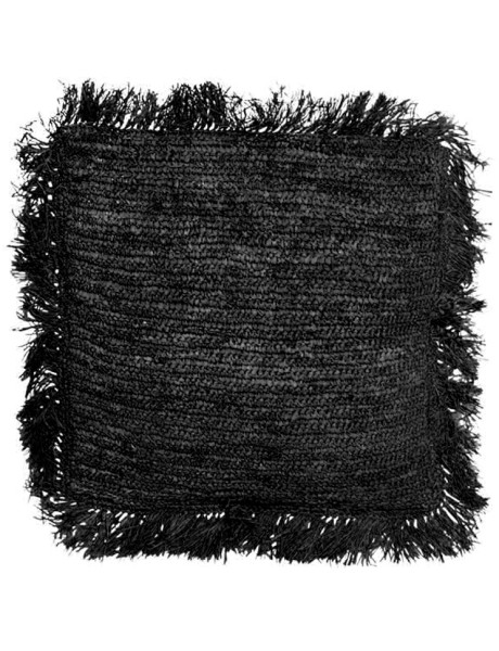 Housse de coussin carrée en raphia noir 40 x 40 x 10 cm The Raffia