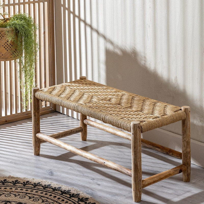 Banquette en bois de manguier et...