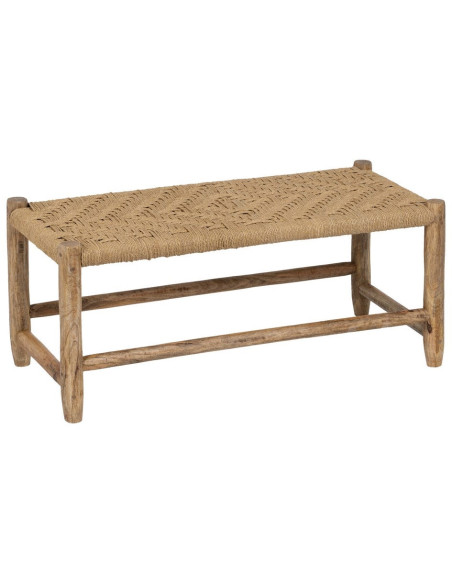 Banquette en bois de manguier et fibres naturelles beige naturel 92 x 42 x 41 cm Cazorla