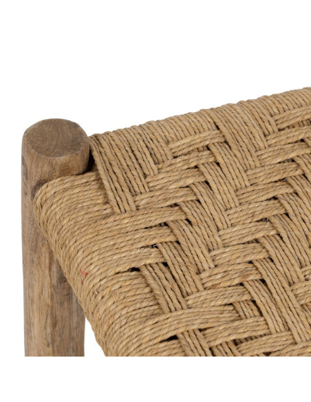 Banquette en bois de manguier et fibres naturelles beige naturel 92 x 42 x 41 cm Cazorla