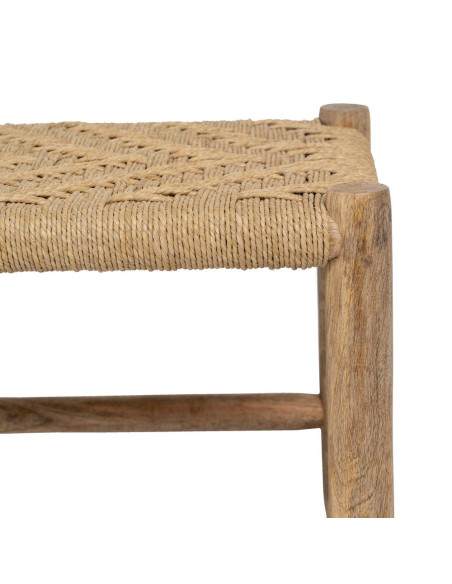 Banquette en bois de manguier et fibres naturelles beige naturel 92 x 42 x 41 cm Cazorla