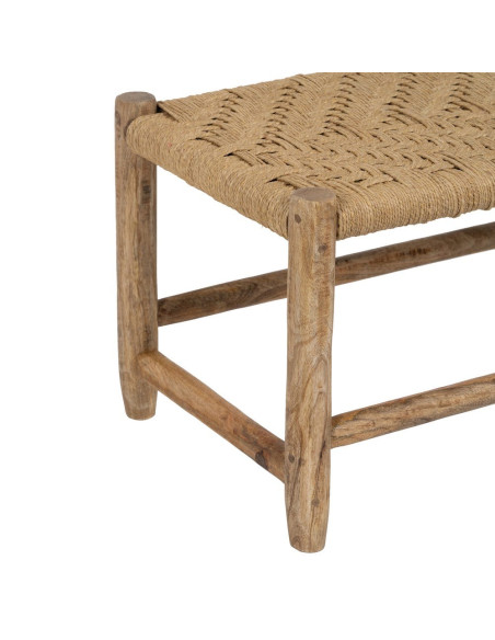 Banquette en bois de manguier et fibres naturelles beige naturel 92 x 42 x 41 cm Cazorla