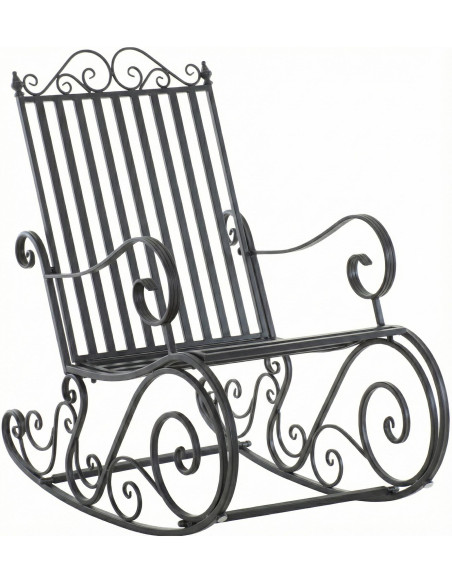 Fauteuil à bascule de jardin en métal anthracite 56 x 90 x 94 cm Oryal