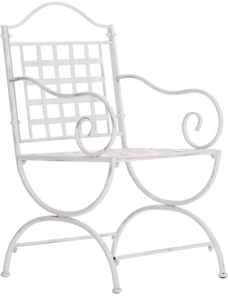 Fauteuil de jardin en métal blanc antique 56 x 53 x 92 cm...