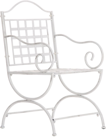 Fauteuil de jardin en métal blanc antique 56 x 53 x 92 cm Ericka