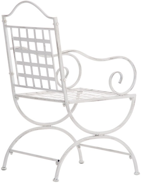 Fauteuil de jardin en métal blanc antique 56 x 53 x 92 cm Ericka