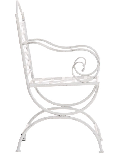 Fauteuil de jardin en métal blanc antique 56 x 53 x 92 cm Ericka