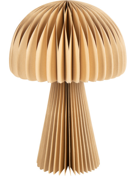 Abat-jour pour lampe à poser champignon en papier camel 28 x 28 x 40 cm Plisséa